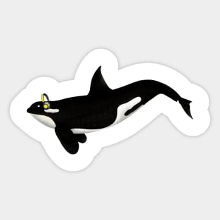 Killer Whale Wearing Headphones Sticker